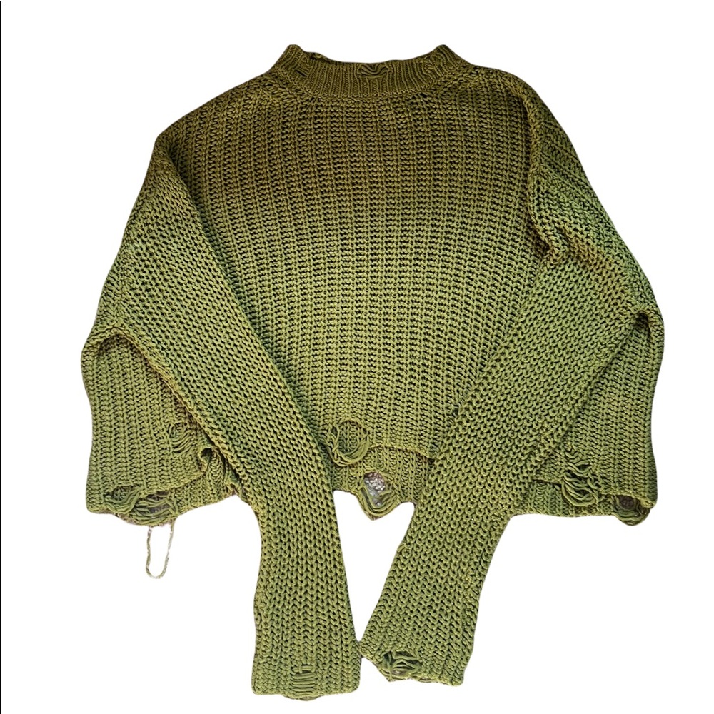 Zara knitted/crocheted green oversized sweater